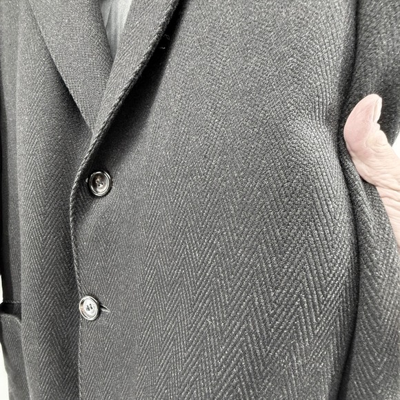 VTG Crombie Tweed Overcoat 48 Men's Blk Heavy Wool Overcoat *read* - Picture 4 of 16